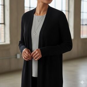 White House Black Market Ribbed Knit Cardigan Sweater Duster Large Office Staple